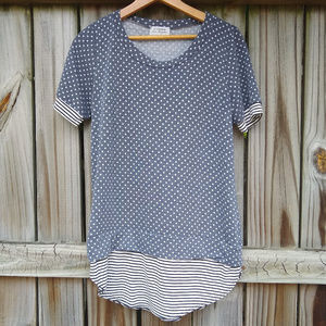 C Christian Striped & Polka Dot Contrast Tunic Top
